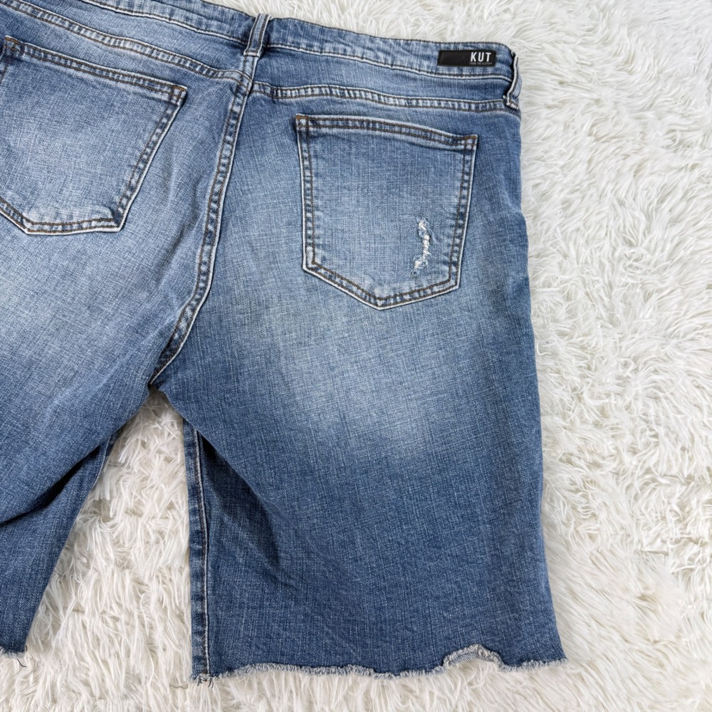 KUT From The Kloth Sophie Bermuda Distressed Denim Shorts Women's Size 16 Jorts - Picture 4 of 12